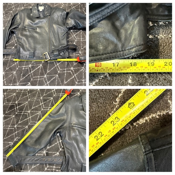 Leather! Vintage Boundary Waters Black Leather Jacket with Belt - Picture 6 of 9
